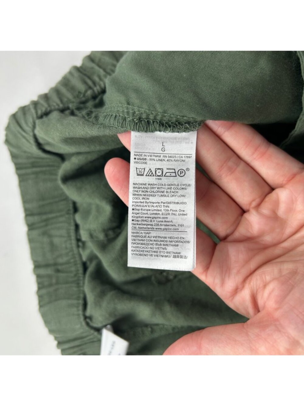 GAP Thyme Green Linen Blend Wide Leg Lounge Pant L - Picture 5 of 7